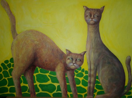 Pani a pán mačka, acryl, 50x70 
